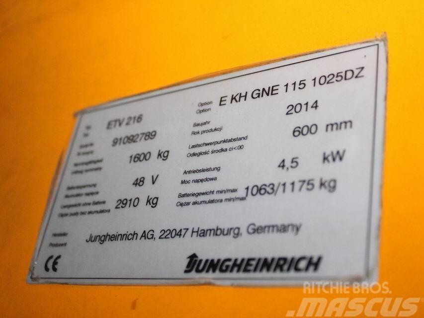 Jungheinrich ETV 216 E KH GNE 115 1025DZ Šakiniai krautuvai su prailgintu keltuvu