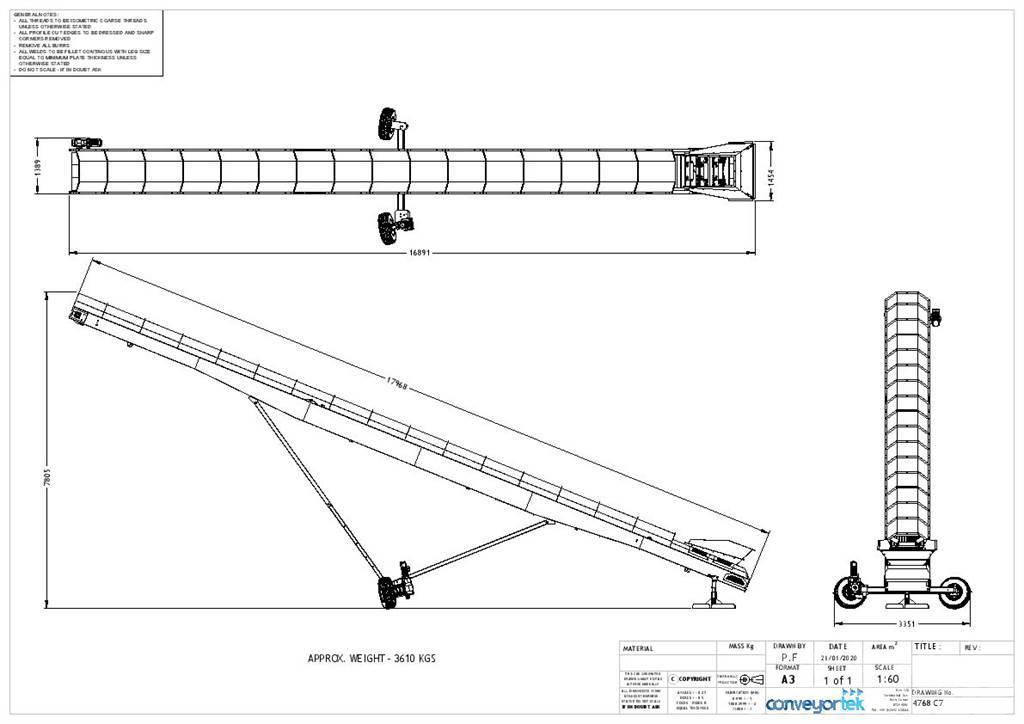  Conveyortek 60ft x 900mm Stockpiling Conveyor Transporteriai