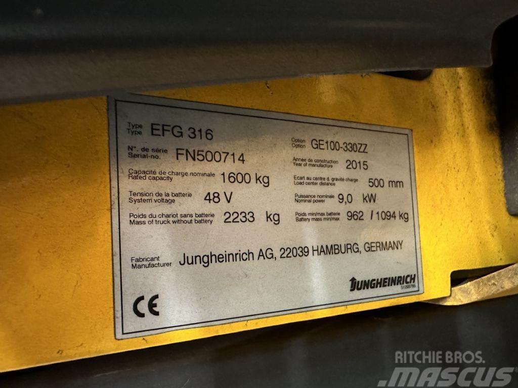 Jungheinrich EFG 316 - FREIHUB-Mast !!! Elektriniai šakiniai krautuvai